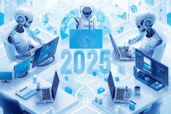 AI Agents 2025: What They Are and How They’ll Change Your Work AI agents working together in futuristic office environment 2025